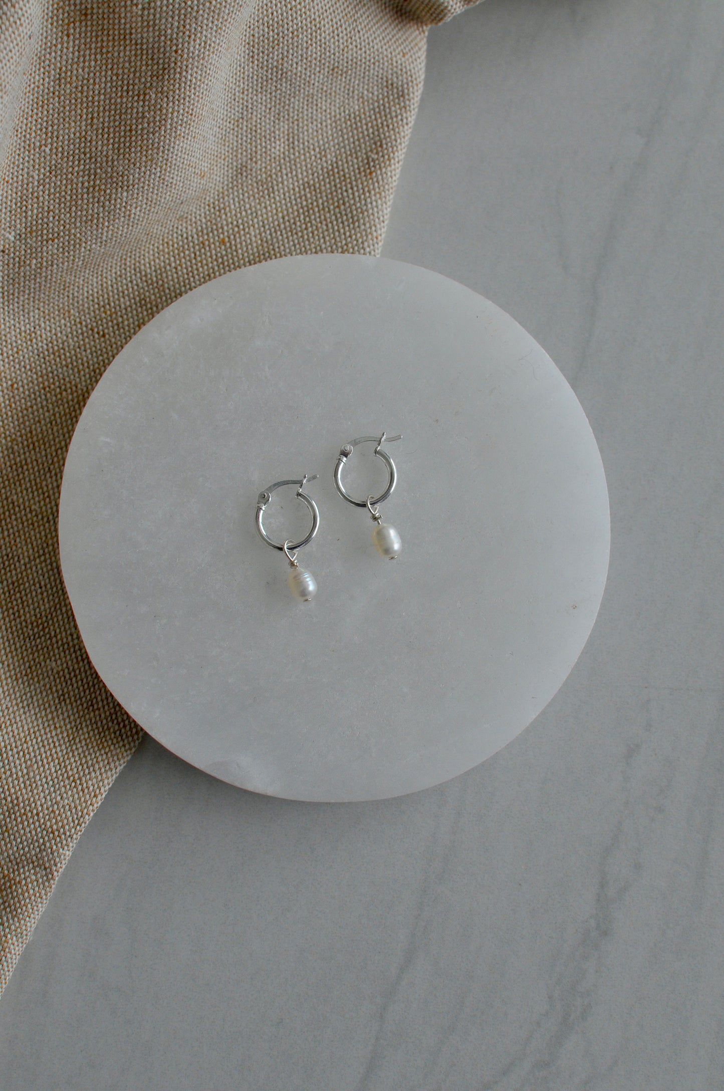 Tiny Pearl Hoops