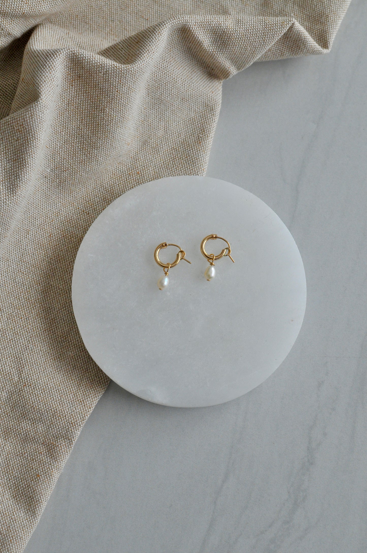 Tiny Pearl Hoops